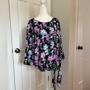 Talbots Floral Side Tie Blouse